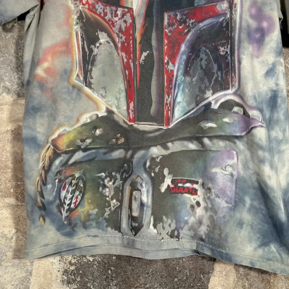 Disney Parks Star Wars Boba Fett T Shirt Tie Dye Gray Adult Small Casual Neutral - Picture 5 of 8
